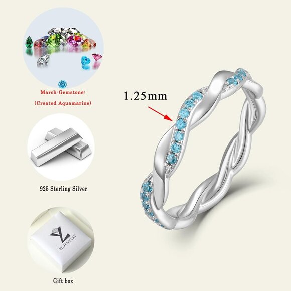 🆕 Women Silver Eternity Bands Twisted Rings Stackable Sterling Wonderful Gifts - Picture 6 of 7